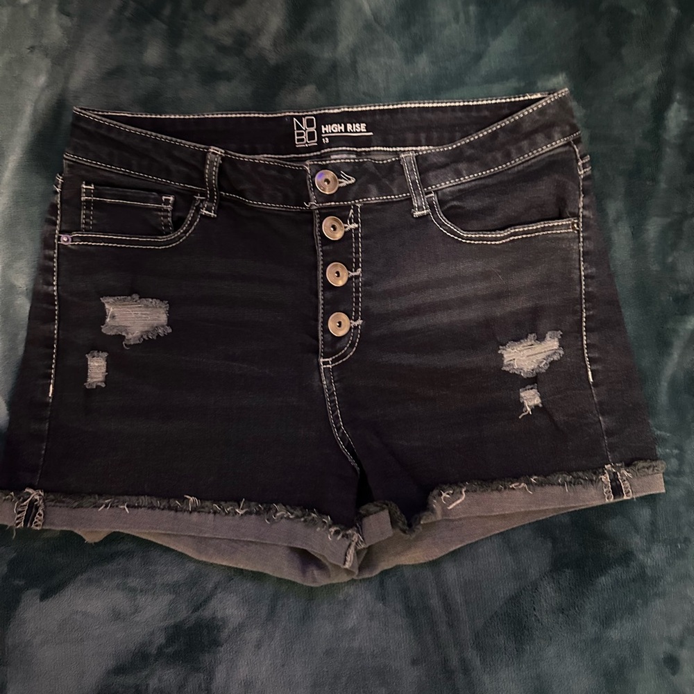NOBO High Waist Black Distressed Shorts
